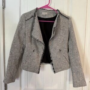 LOFT Women's Black and White Textured Blazer